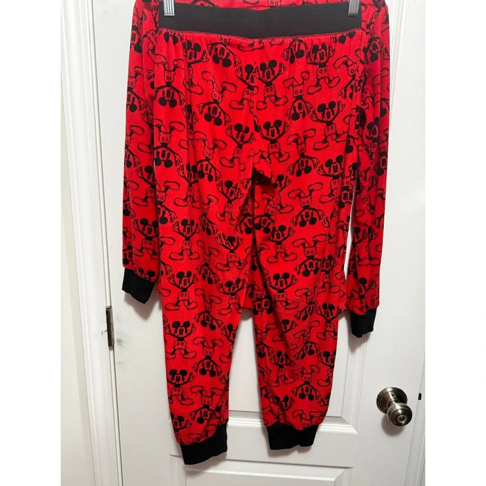 Disney‎ Mickey Mouse Red Pajama Set Sleepwear Top Pants Womens S cozy soft - Picture 14 of 15